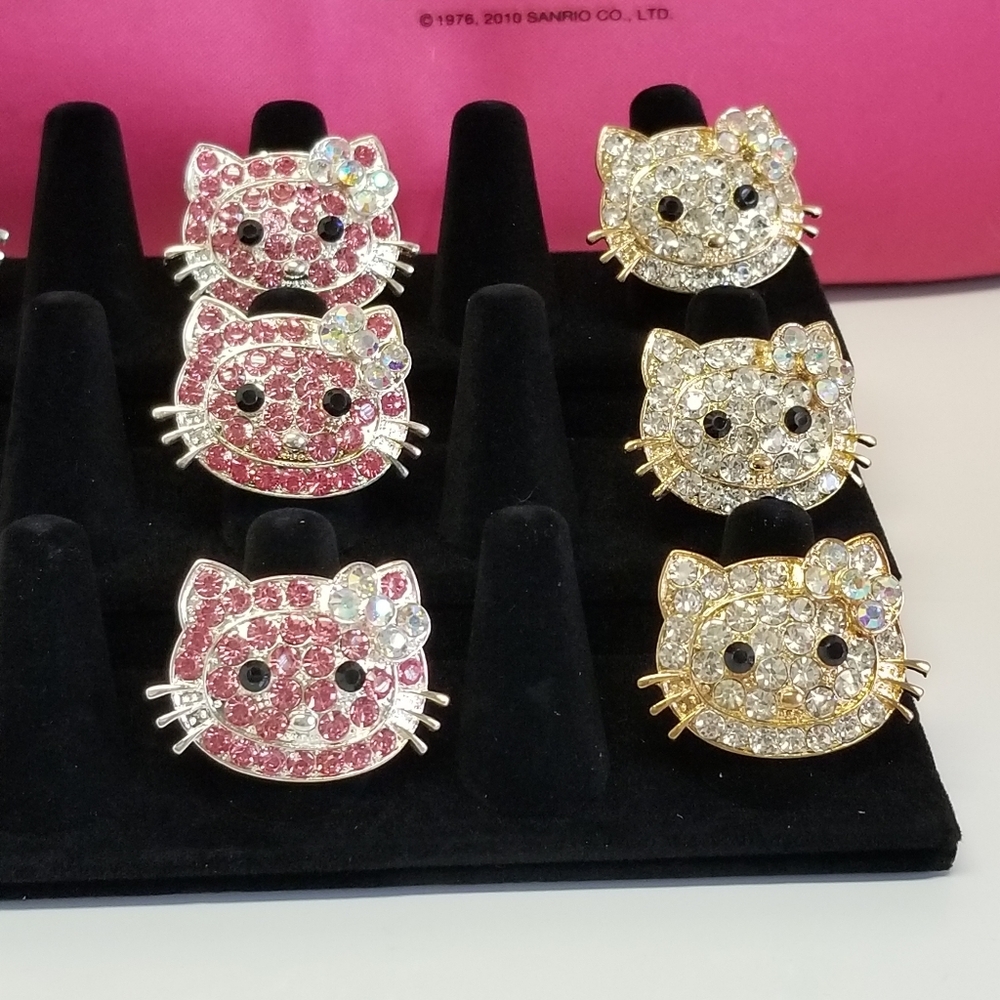 3/$30🦋 Hello Kitty Pink Adjustable Rhinestone Ring New - Picture 5 of 6
